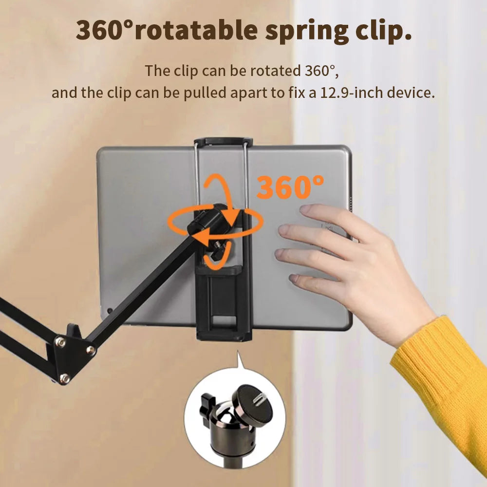Tablet Holder for Bed with 90cm Metal Arm 360° Rotating Bed Tablet