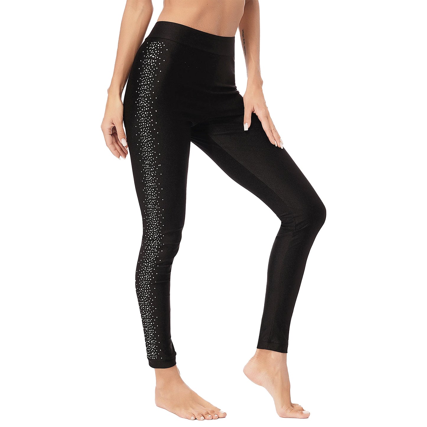 Women Teen Girls Rhinestone Figure Skating Pantyhose Shiny Gymnastics