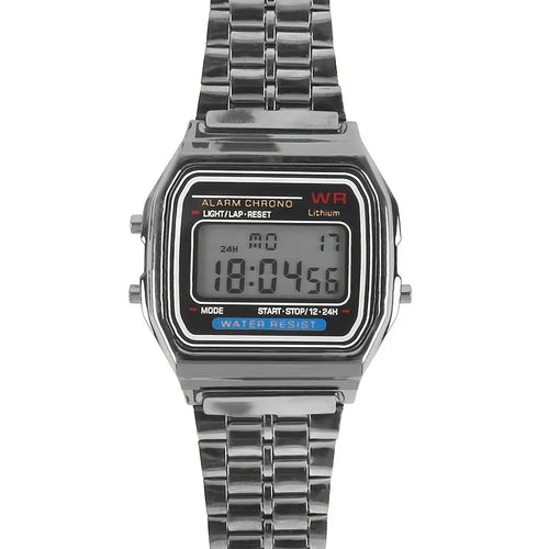 F91W Steel Strap Watches Women Watch Men Business Clock Multifunction