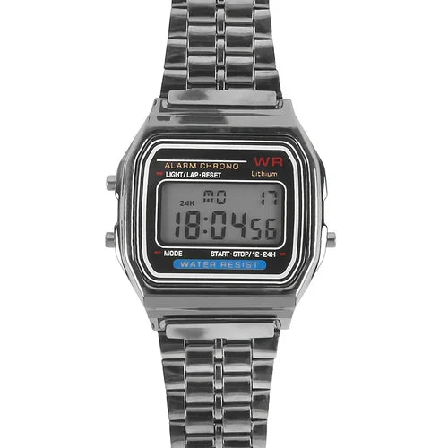 F91W Steel Strap Watches Women Watch Men Business Clock Multifunction