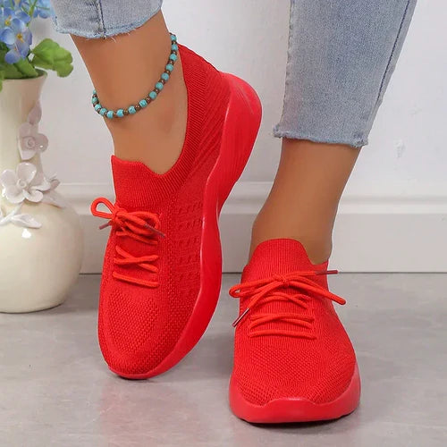 Women Mesh Breathable Casual Shoes Woman Lace-up Vulcanized Shoes