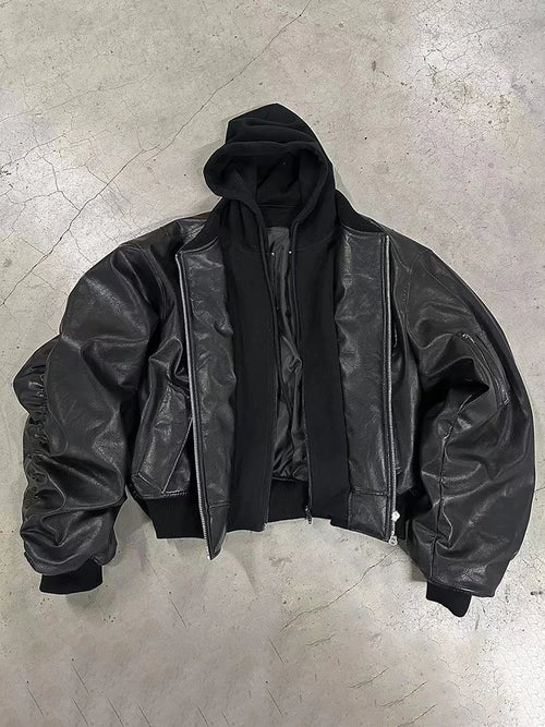 Mauroicardi Autumn Winter Oversized Cool Black Thickened Warm Pu