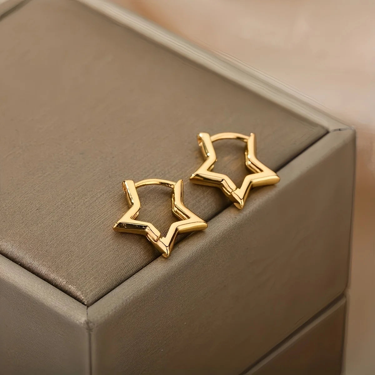 Geometric Star Earrings For Women Stainless Steel Star Hoop Earring