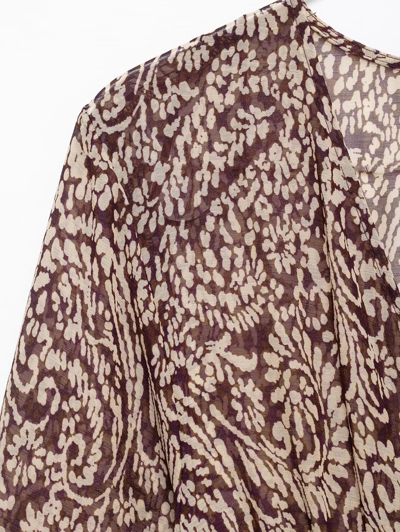 2025 Spring New Product Women's Stacked Decorative Printed V-neck Midi