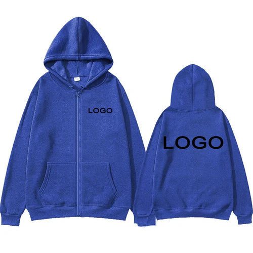 Customized Printed Men Women Zipper Up Hoodie Loose Casual Clothing