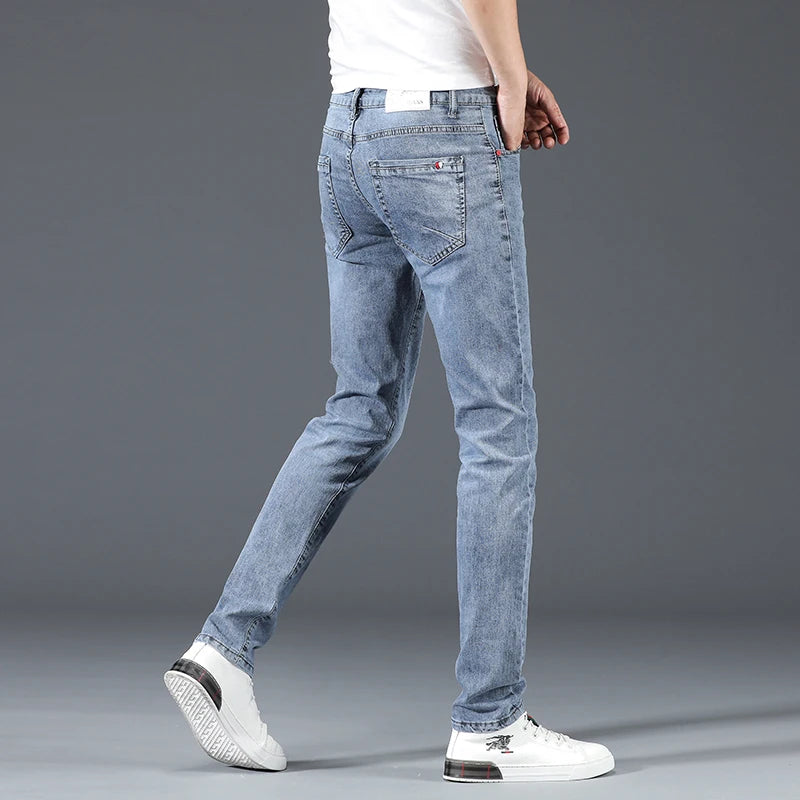 2024 New Men's Cotton Business Casual Skinny Jeans Trendy Fashionable