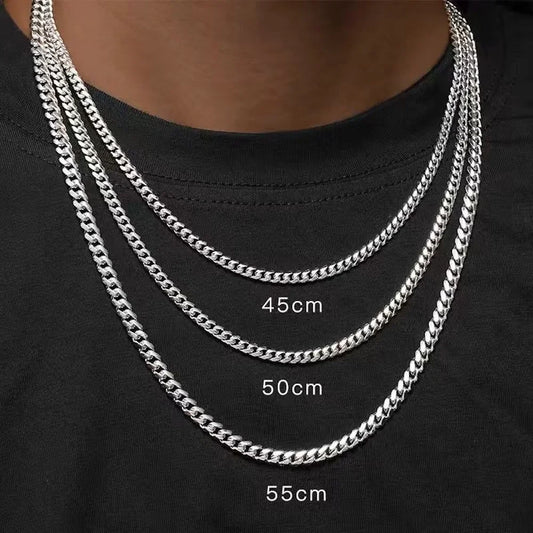 Basic Punk Stainless Steel 3,5,7mm Curb Cuban Necklaces For Men Women Black Gold Color Link Chain Chokers Solid Metal Jewelry