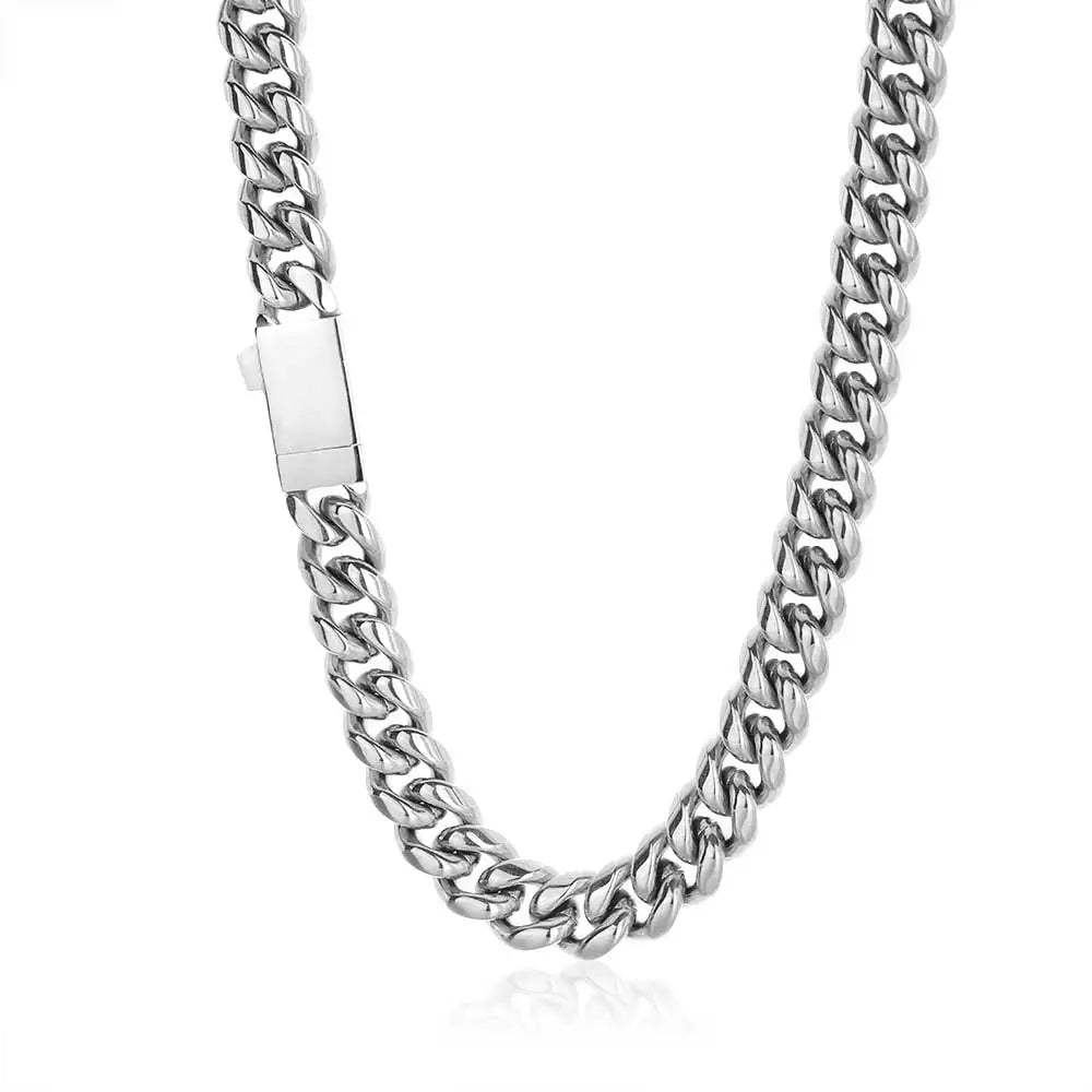 NUOYA Custom Logo Stainless Steel Cuban Link Necklace Hip Hop Jewelry Miami Cuban Link Chain for Men 