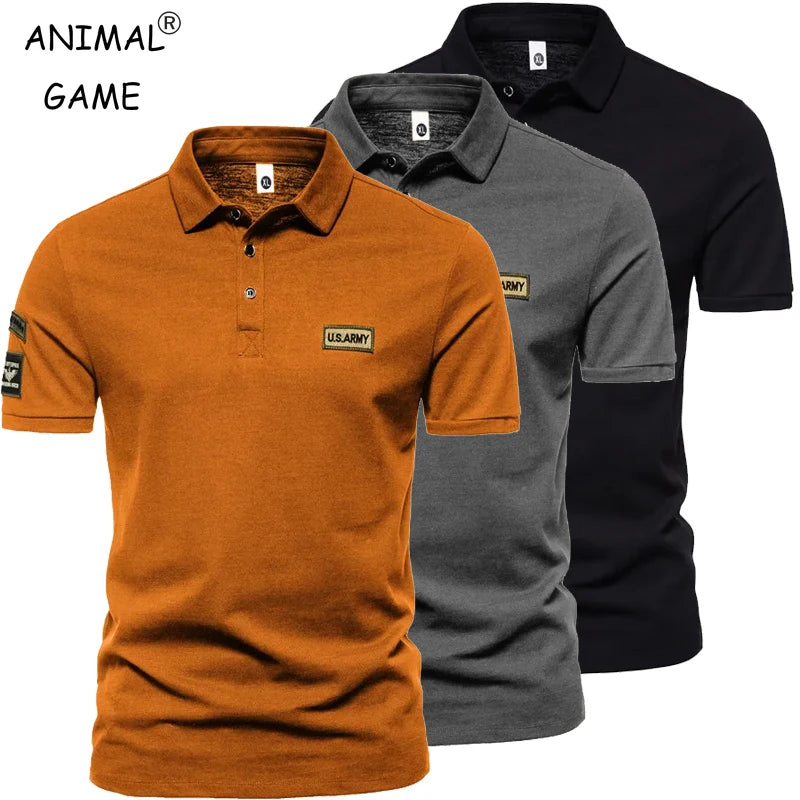 New Men Short Sleeve Tshirts Summer Breathable Embroidered Polo Shirt