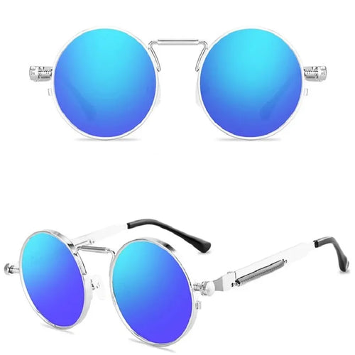 Retro Men Punk Style Sunglasses Colorful Round Metal Frame Women
