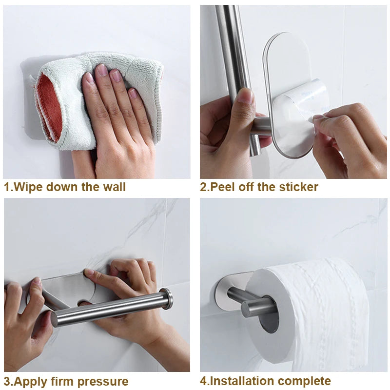 Stainless Steel Paper Towel Holder for Bathroom Kitchen No Punch Wall