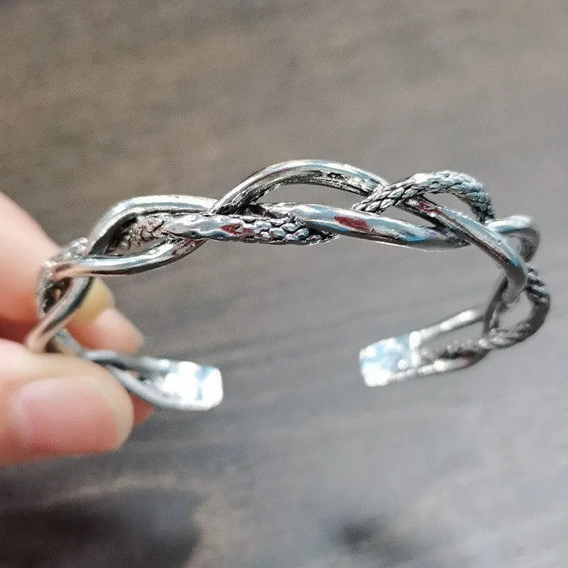 Vintage Mens Jewellery Woven Twist Texture Bracelet Bangles for Women