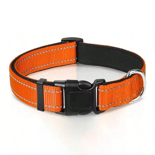 Reflective Dog Collar Soft Padded Breathable Safety Stripes Adjustable