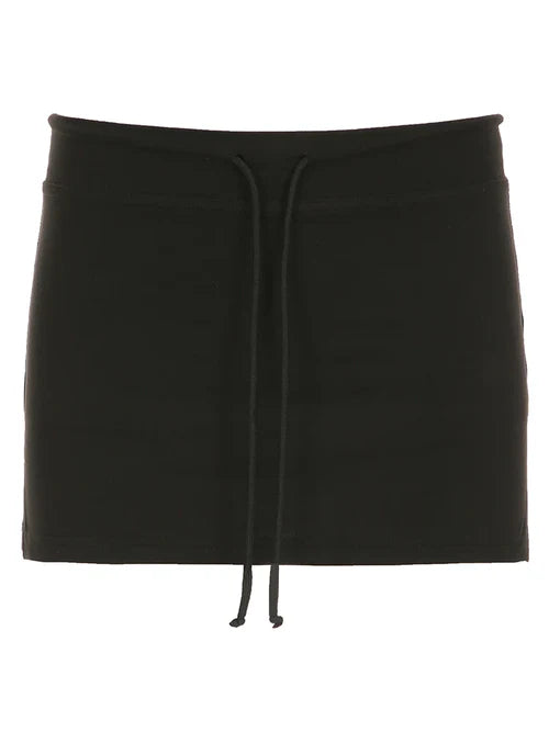 Cuteandpsycho Solid Lace-up Mini Skirts Sexy American Retro Basic