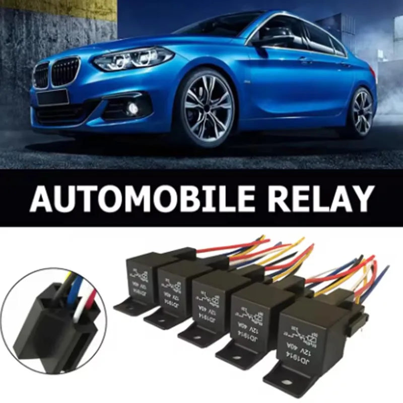 5Pcs Waterproof Automotive Relay 12V 24V 5Pin 40A Car Relay with Black