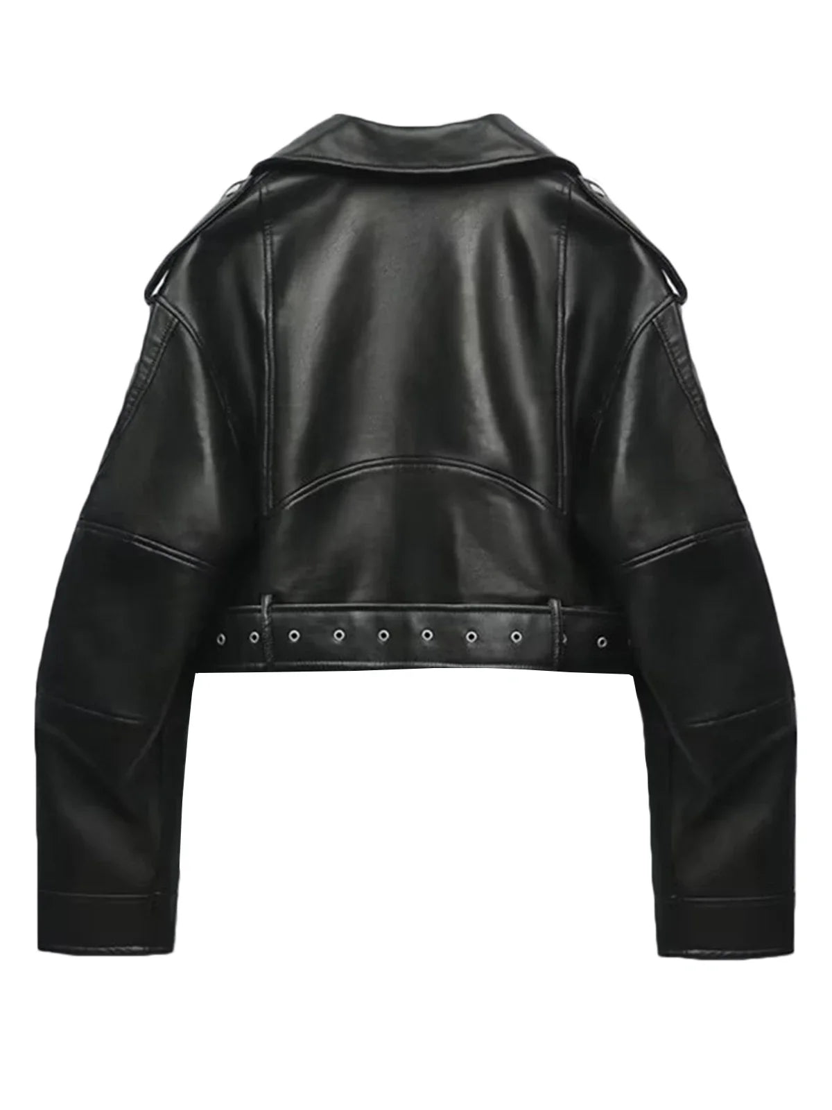 Fitaylor Women Faux PU Leather Jacket Casual Lady Lapel Zipper Short