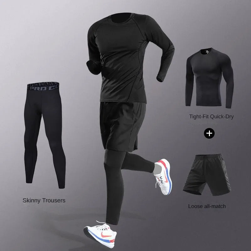 Men's Ice Fiber Quick-Dry Running & Fitness Full Set/Suit Tracksuit