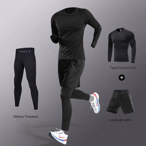 Men's Ice Fiber Quick-Dry Running & Fitness Full Set/Suit Tracksuit
