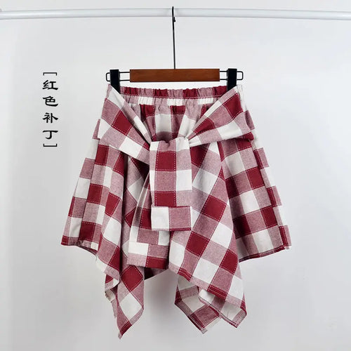 Summer Casual Retro Irregular Women Skirt Bow-knot Elastic Waist Shirt