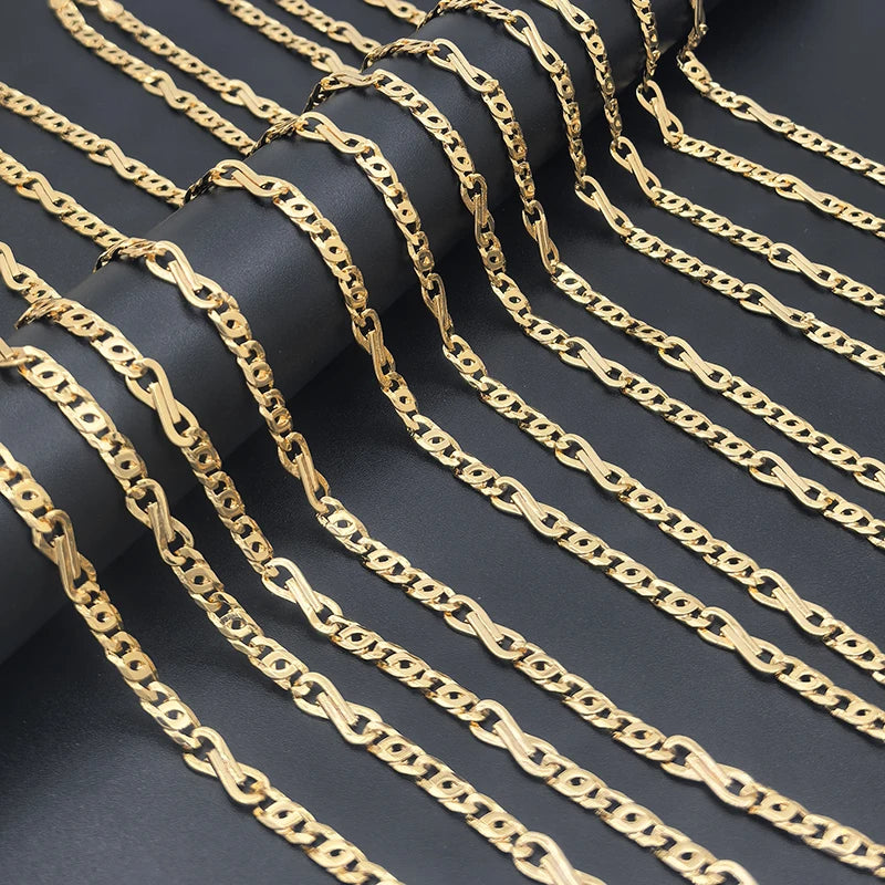 Italian Curb Link Chain Statement Necklace For Women Men 8-shaped