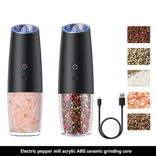 2PCElectric Pepper Grinder Salt And Pepper Grinder USB Rechargeable