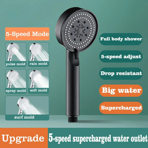 High Pressure Handheld Shower Head 5 Modes Adjustable Shower Heads