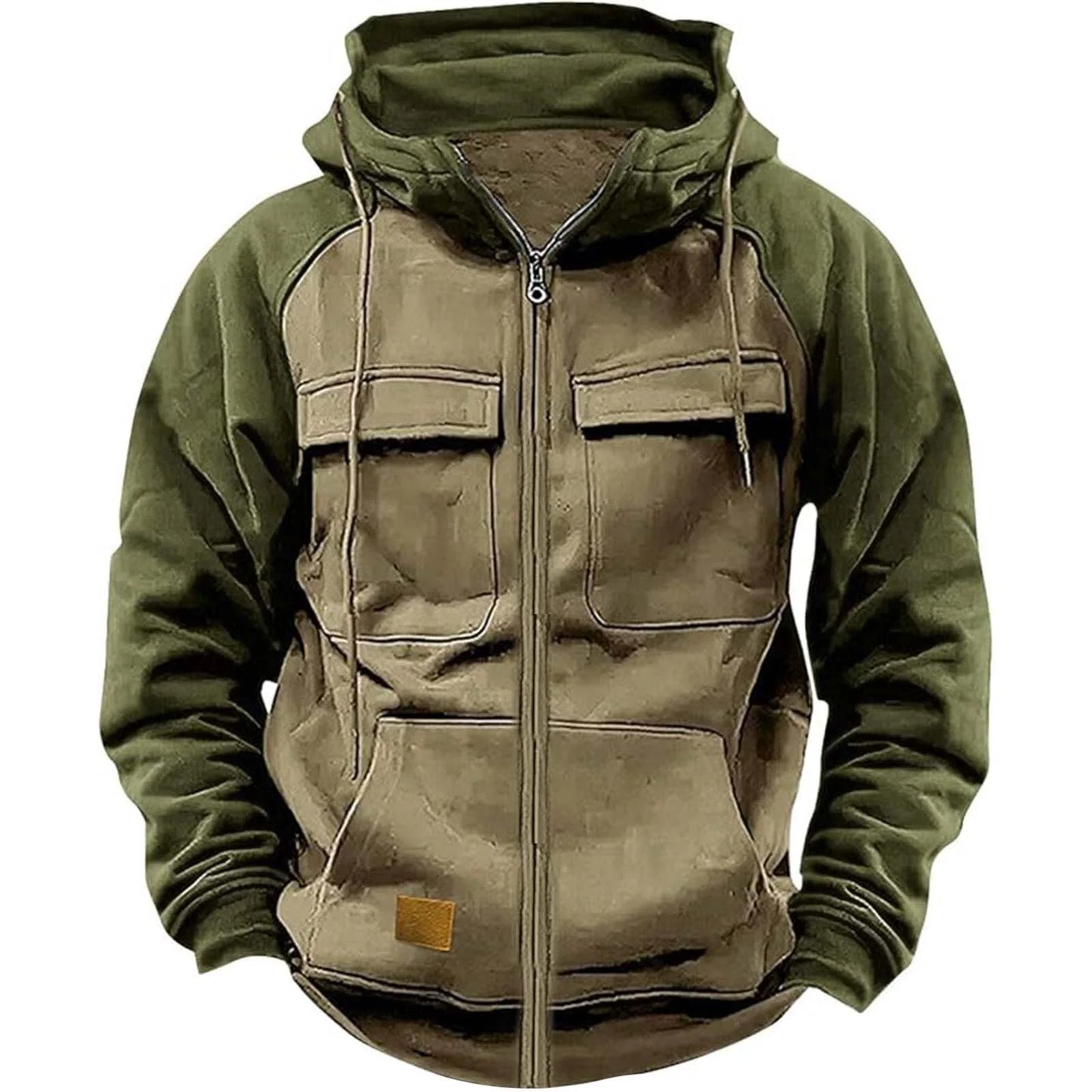 Autumn Winter Hoodies Men Zipper Patchwork Warm Fleece Sweatshirts