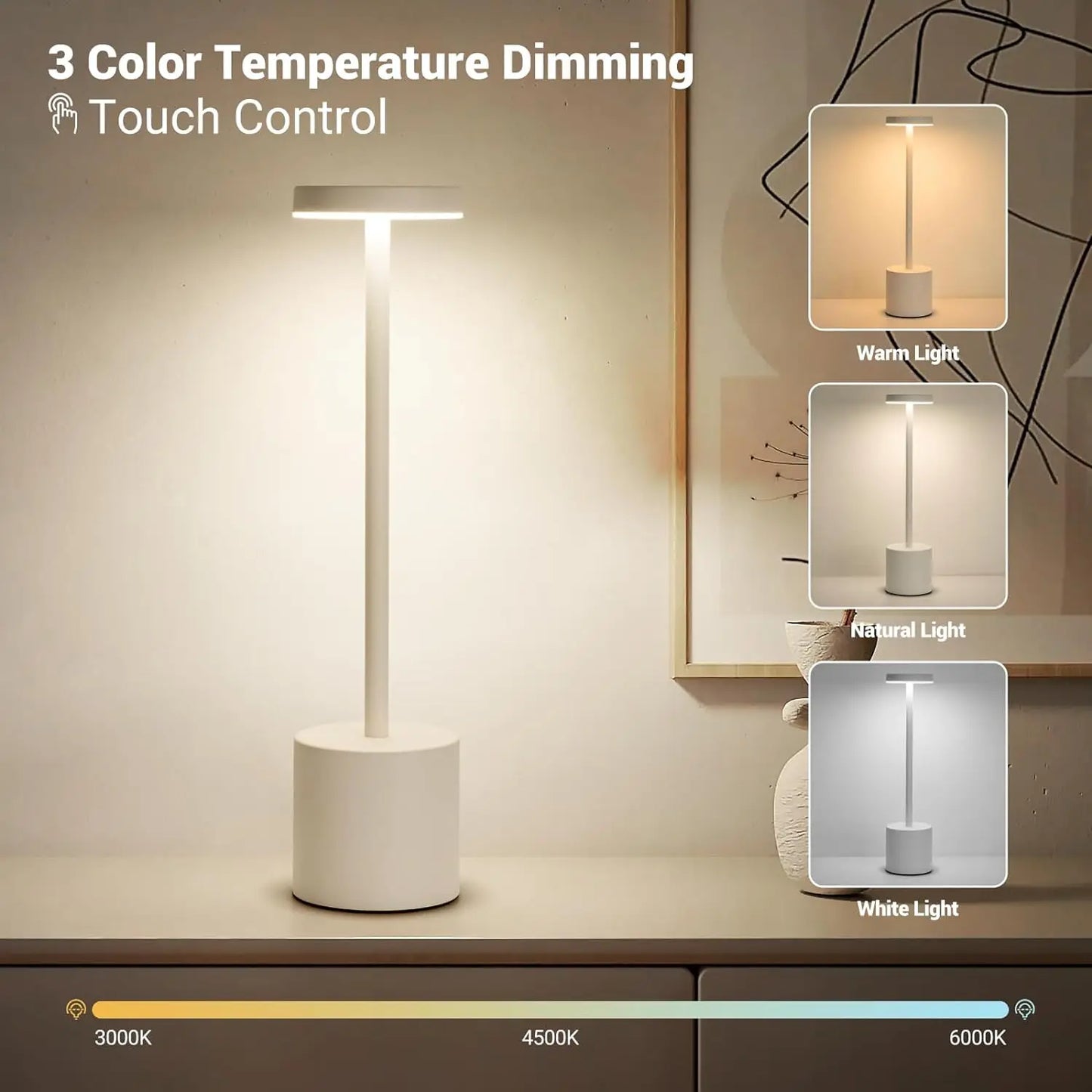 Rechargeable Table Lamp Touch Sensor LED Desktop Night Light Wireless