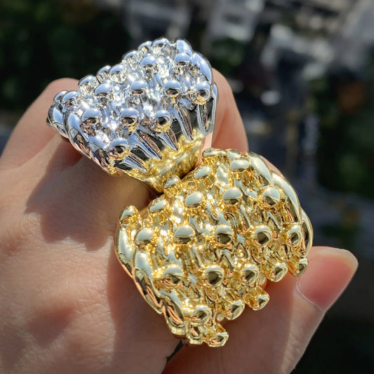 Retro Unique Design Rings Punk Jewelry Keeper Ring Hip Hop Gift Lava Concavoconvex Exaggerated Gold Rings for Men Silver Color