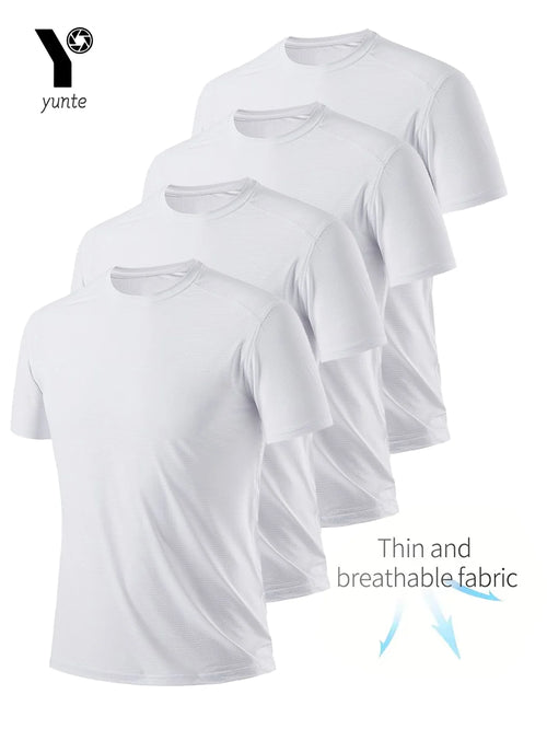 Round Neck T-Shirt 4-Pack White Ultra-Light Men's Quick Drying