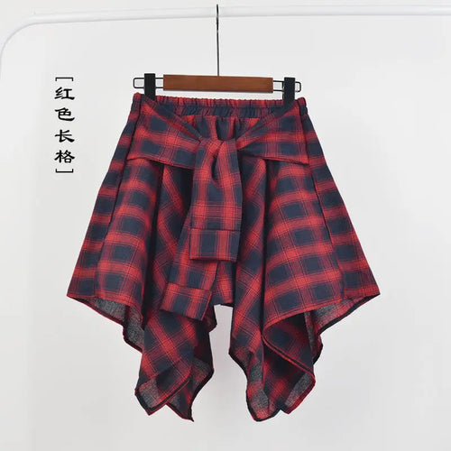 Summer Casual Retro Irregular Women Skirt Bow-knot Elastic Waist Shirt