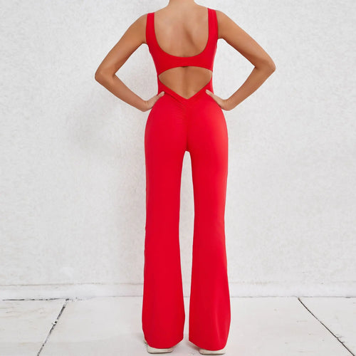 2025 S-XL Pad Women Gym Yoga Set Sports Rompers Deep V Back Fitness