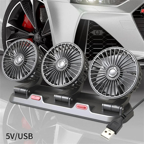 Car Fan 360° Adjustable 3 Head Air Fan Automotive Electric Fan