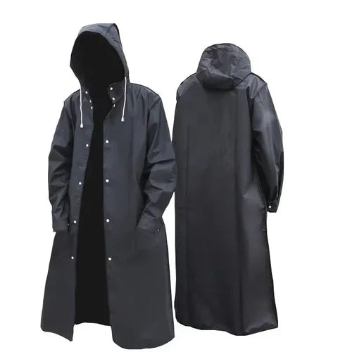 New Black Fashion Adult Waterproof Long Raincoat Ladies Men Raincoat
