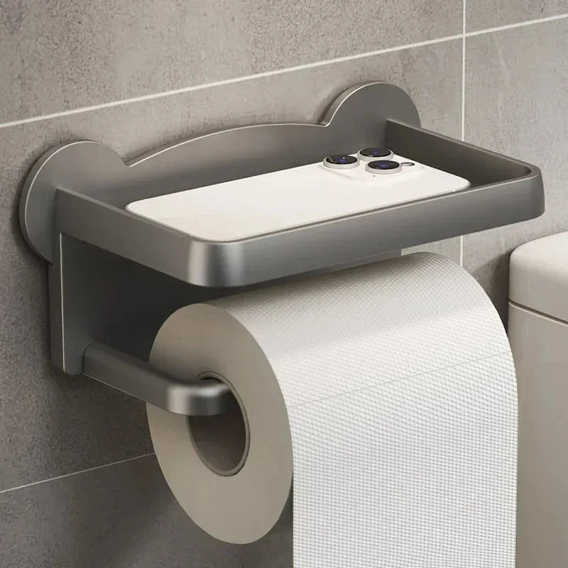 Punch Free Wall Mounted Tissue Storage Rack Paper Roll Shelf Holder