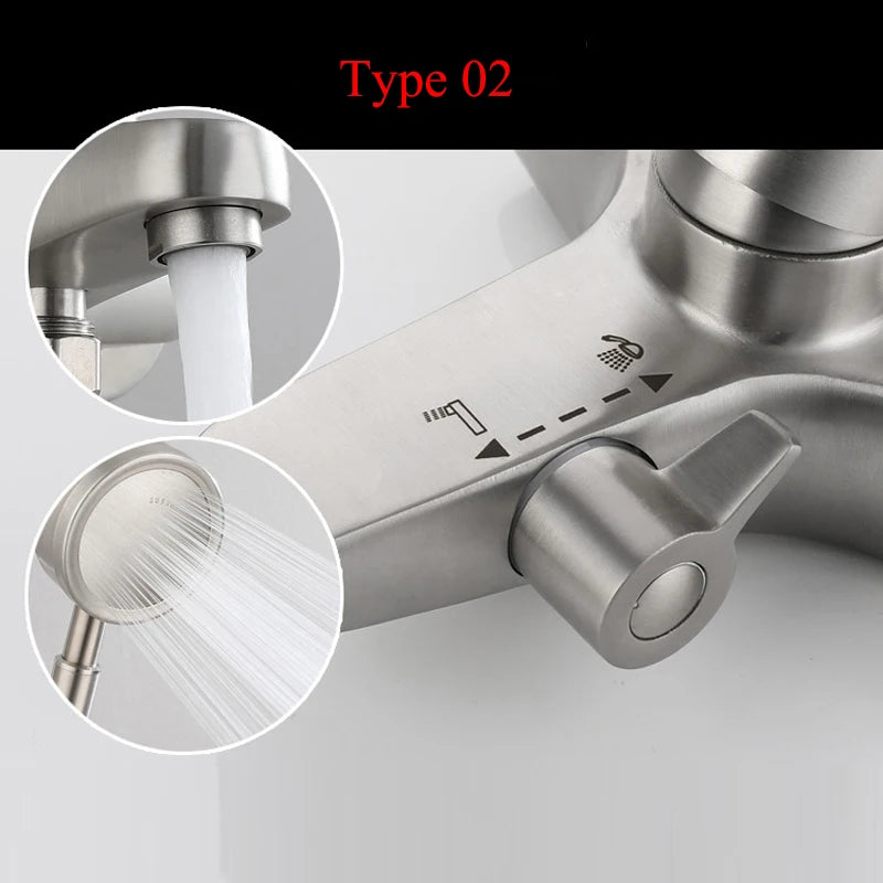 Bathroom Shower Faucet 304 Stainless Steel Mixer Tap Hot and Cold