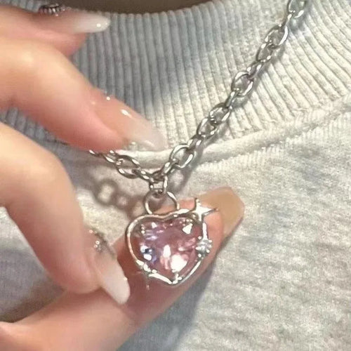 Punk Butterfly Pendant Necklace Women Y2K Crystal Light Luxury Egirl