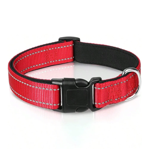 Reflective Dog Collar Soft Padded Breathable Safety Stripes Adjustable