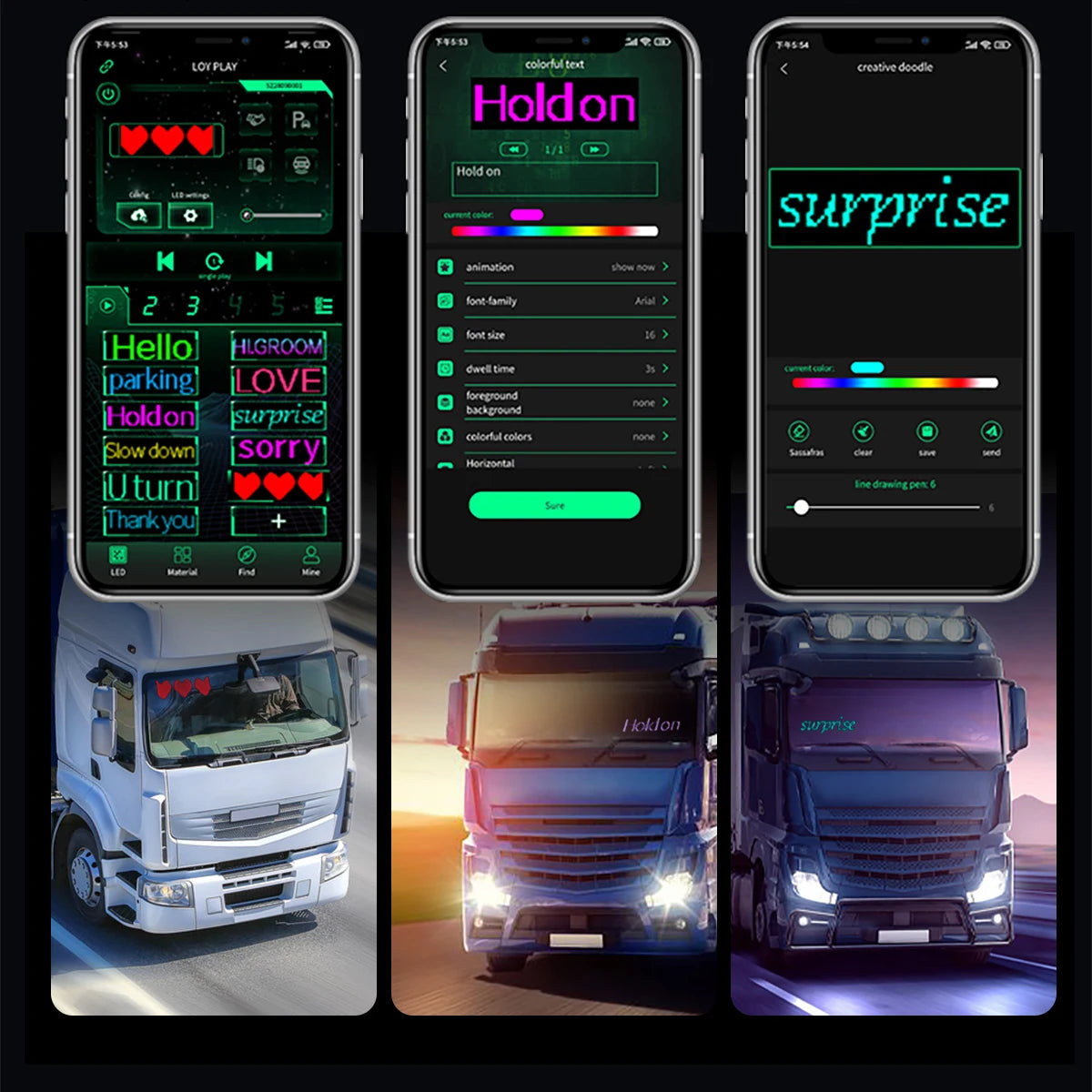 2024 Dynamic Devil's Eye Truck Windshield scrolling Advertising