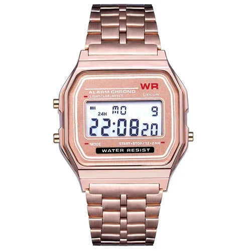 F91W Steel Strap Watches Women Watch Men Business Clock Multifunction