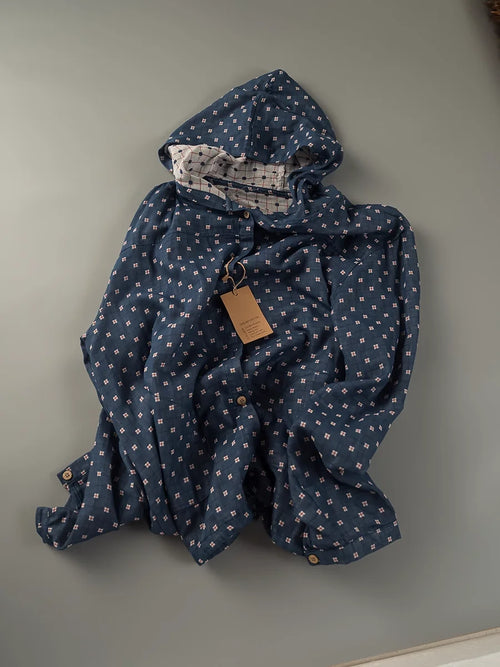100% Cotton Yarn Loose Hooded Plaid Shirts for Women Autumn Spring