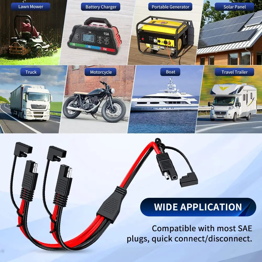 Anchtek 10AWG 1 to 2 SAE to SAE Extension Cable SAE DC Power