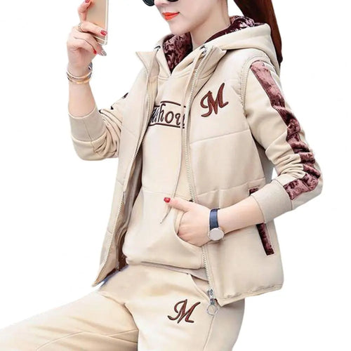 Fashion Warm Three Piece Set Women Outfit 2022 Fall Winter Thicken