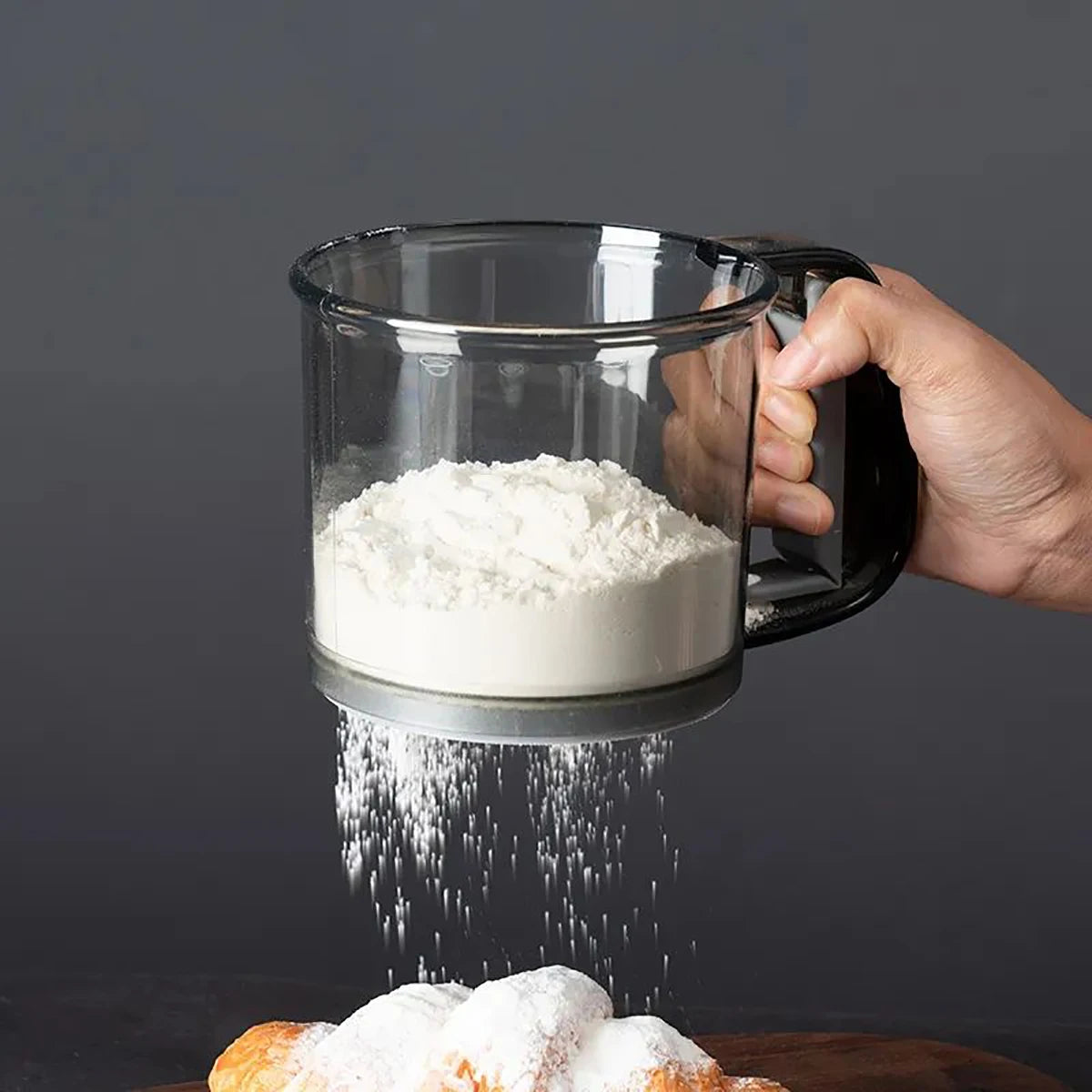 Kitchen baking, cake flour sieve, 40 mesh semi-automatic filter sieve,
