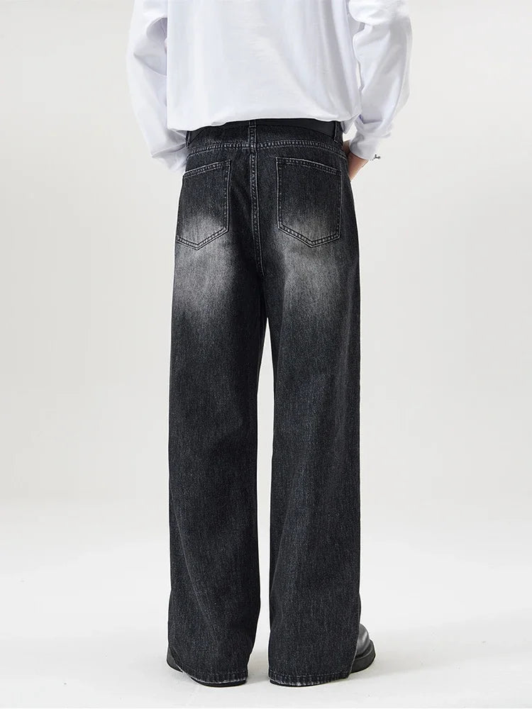 4 Colors Autumn Vintage Distressed Men's Baggy Straight Jeans Fashion