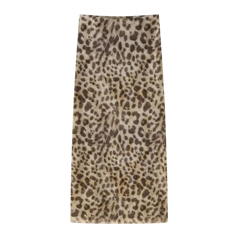 HXAO Leopard Long Skirts Women's 2024 Spring Summer Autumn Elegant
