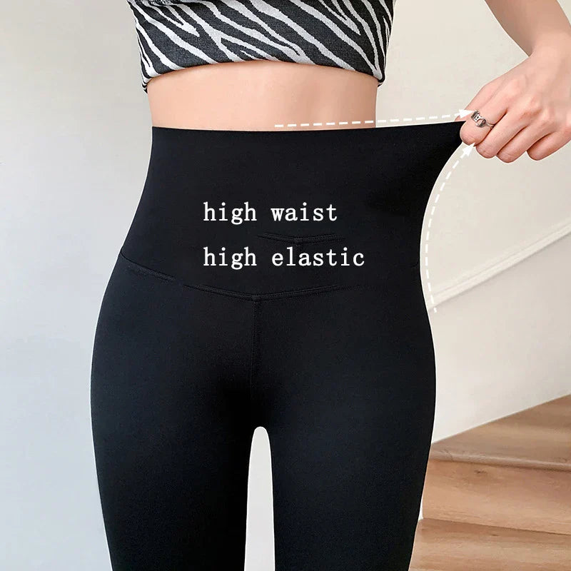 Women Flare Pants Slim High Waist Solid Sexy Shark Flare Pants Fashion