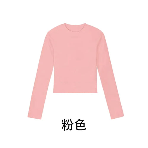 Cotton O Neck Long Sleeve Shirt Women Sexy Cropped Tops 2024 Autumn