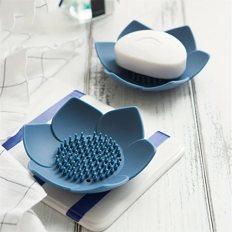 1pcs Bathroom Soap Box Lotus Design Soap Holder Silicone Soap Box