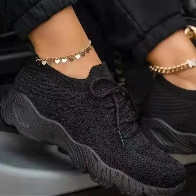 Women Mesh Breathable Casual Shoes Woman Lace-up Vulcanized Shoes